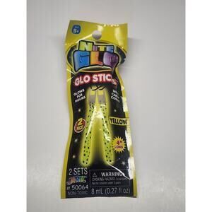 Nite Glo Glow 4" Glow Sticks Yellow 2 Pack With Carry Cords
